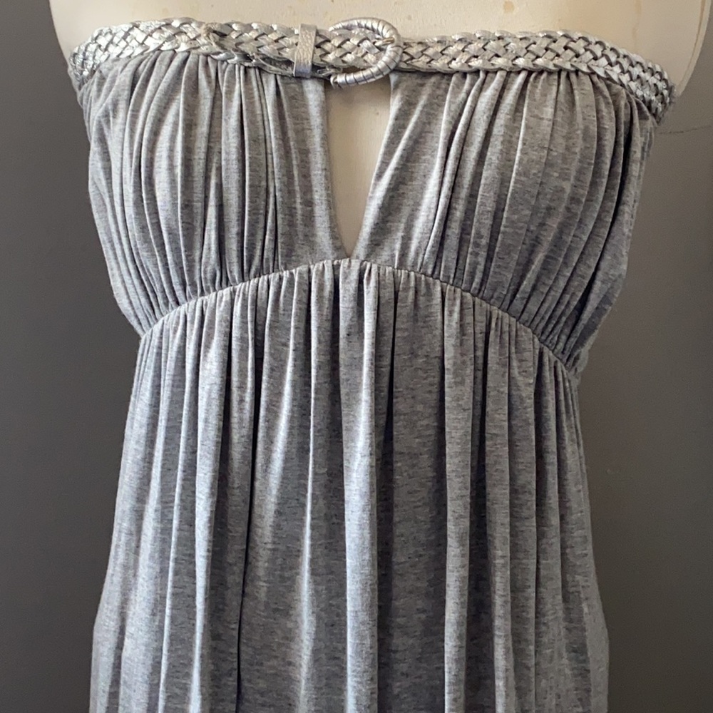 SKY Silver and Grey Strapless Dress